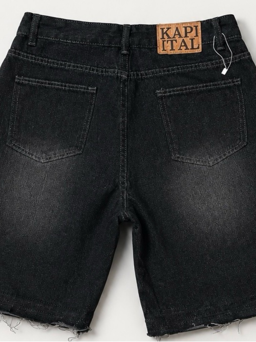 KAPITAL Black Washed Denim Cutoff Shorts